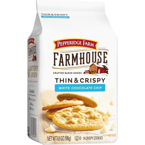 Pepperidge Farm Farmhouse Thin & Crispy White Chocolate Chip Cookies, 6.9 Oz Bag