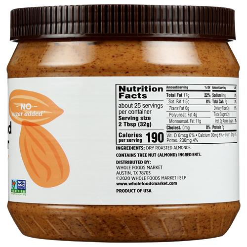 Whole Foods Market Creamy Almond Butter, 28 Oz