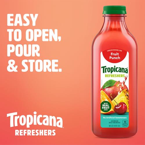Tropicana Refreshers Fruit Punch Juice Drink, With Real Fruit Juice, 46 Fl Oz Bottle