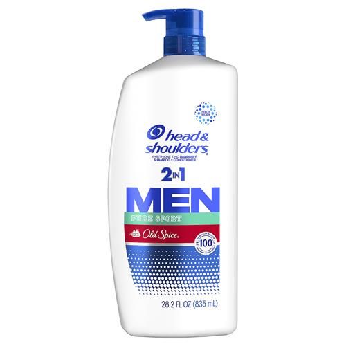 Head And Shoulders Mens 2 In 1 Dandruff Shampoo And Conditioner, Anti-Dandruff Treatment, Old Spice Pure Sport For Daily Use, Paraben Free, 28.2 Oz