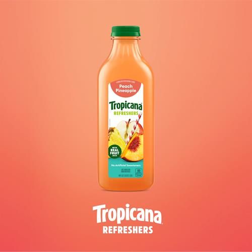 Tropicana Refreshers Peach Pineapple Juice Drink, With Real Fruit Juice, 46 Fl Oz Bottle
