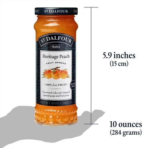 St. Dalfour Heritage Peach Fruit Spread - 10Oz - 100% From Fruit, No Artificial Ingredients, Non-Gmo, No Cane Sugars, All Natural, Made In France