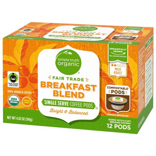 Simple Truth Organic Breakfast Blend Mild Roast Coffee Pods 12 ct
