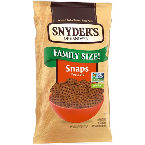 Snyders Of Hanover Pretzel Snaps, Family Size, 16 Oz Bag