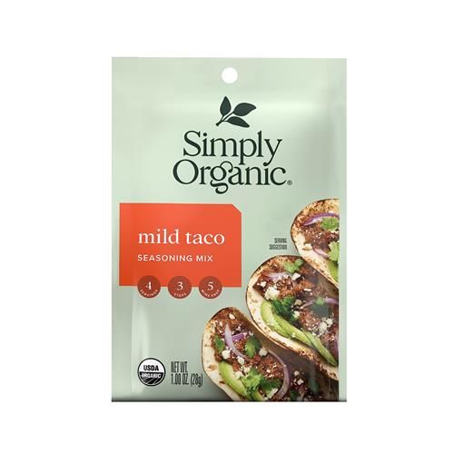 Simply Organic Mild Taco Seasoning, Certified Organic, Vegetarian, 1 Oz