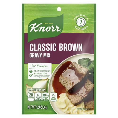 Knorr Gravy Mix For Delicious Easy Meals And Side Dishes Classic Brown Gravy With No Artificial Flavors, No Added Msg 1.2 Oz