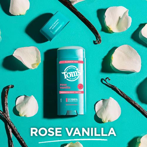 Tom’S Of Maine Rose Vanilla Aluminum Free Natural Deodorant For Women & Men | Goes On Clear | Odor & Wetness Protection | Naturally Derived And Moisture-Locking Ingredients | 3.25 Oz