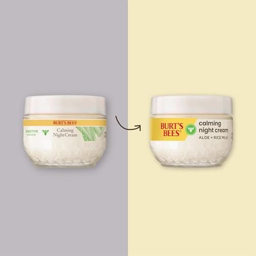 Burts Bees Calming Night Cream, With Aloe And Rice Milk, Face Moisturizer For Sensitive Skin Infuses Skin With Moisture While You Sleep, 98.8 Percent Natural Origin, 1.8 Oz. Tub