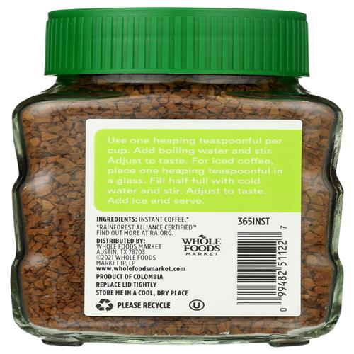 Whole Foods Market, Decaf Instant Coffee, Dark Vienna Roast, Swiss Water Process, 3.5 Ounce