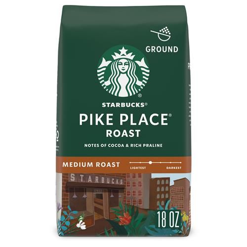 Starbucks Ground Coffee—Medium Roast Coffee—Pike Place Roast—100% Arabica—1 Bag (18 Oz)