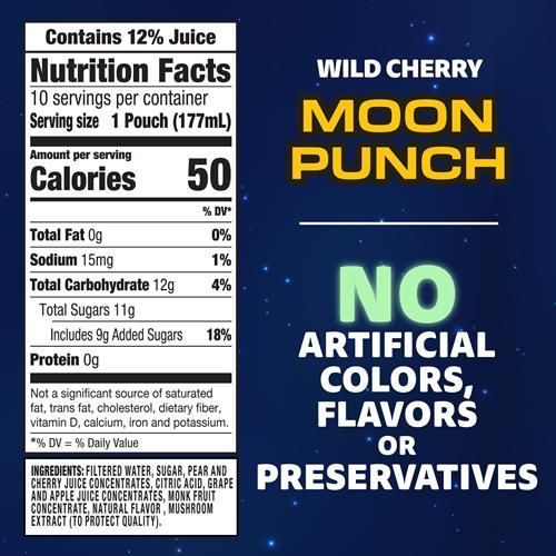Capri Sun Moon Punch Wild Cherry Flavored Juice Drink Blend From Concentrate With Other Natural Flavor 10 Ct Box, 6 Fl Oz Pouches