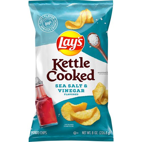 Lays Kettle Cooked Sea Salt & Vinegar Flavored Potato Chips, 8 Oz