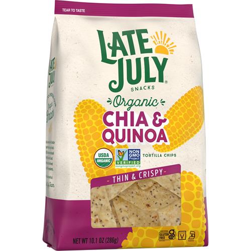 Late July Snacks Thin And Crispy Organic Tortilla Chips With Chia And Quinoa, 10.1 Oz Bag