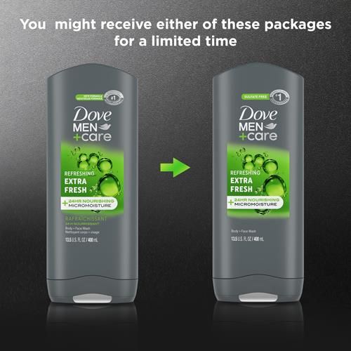 Dove Men+Care Body And Face Wash Refreshing Extra Fresh Body Wash For Men With 24-Hour Nourishing Micromoisture Technology 13.5 Oz