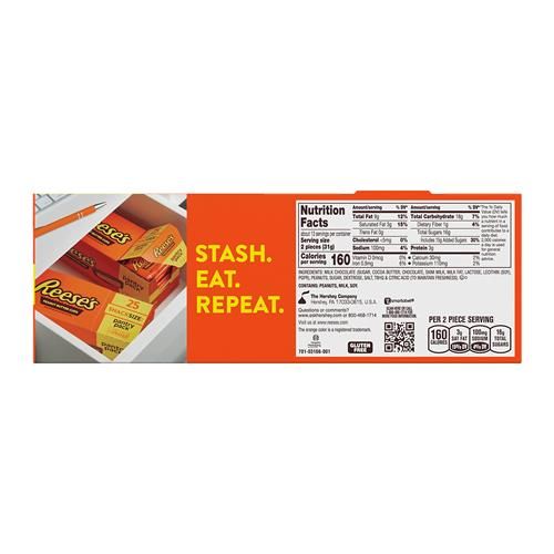Reeses Milk Chocolate Snack Size Peanut Butter Cups, Candy Pantry Pack, 13.75 Oz (25 Pieces)