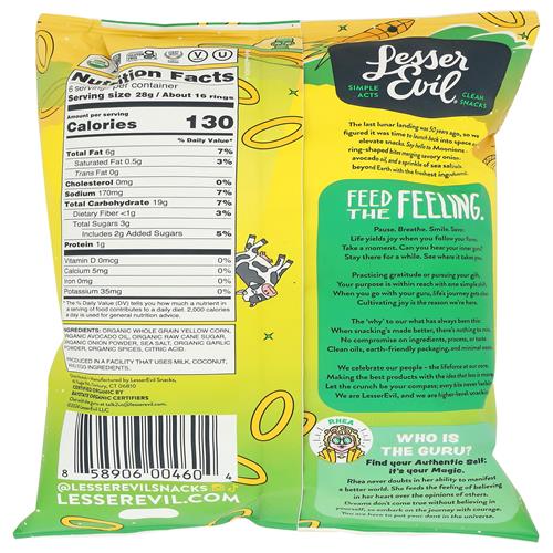 Lesserevil Organic Intergalactic Onion Moonions, 6 Oz
