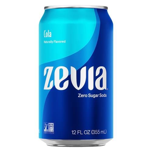 Zevia Zero Sugar Soda, Cola, 12 Ounce Cans (Pack Of 12)
