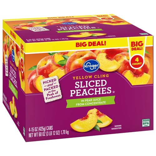 Kroger Canned Yellow Cling Sliced Peaches 4 ct / 15 oz