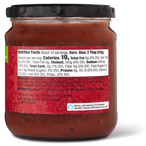 Aplenty Fire Roasted Double Tomato Salsa, Mild, Smoky, 15.5 Oz