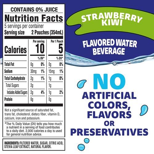 Capri Sun Roarin Waters Strawberry Kiwi Flavored With Other Natural Flavor Water Beverage, 10 Ct Box, 6 Fl Oz Drink Pouches