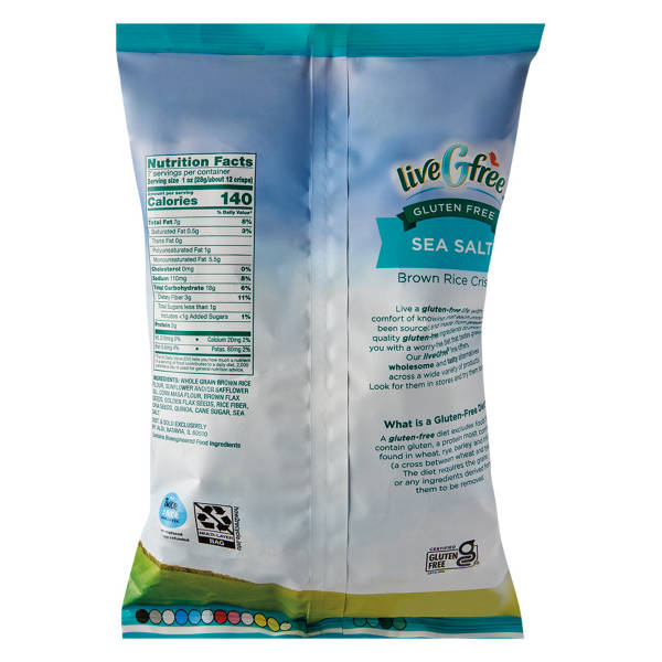 liveGfree Gluten Free Sea Salt Brown Rice Crisps, 7 oz