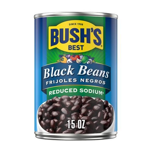 Bushs Best Reduced Sodium Black Beans, Source Of Plant Based Protein And Fiber, Low Fat, Gluten Free, 16 Oz