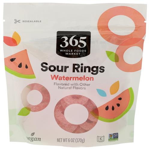 Whole Foods Market, Sour Gummy Watermelon Rings, 6 Ounce