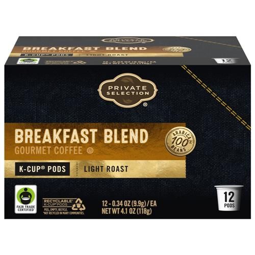 Private Selection Breakfast Blend Light Roast Coffee Pods 12 ct