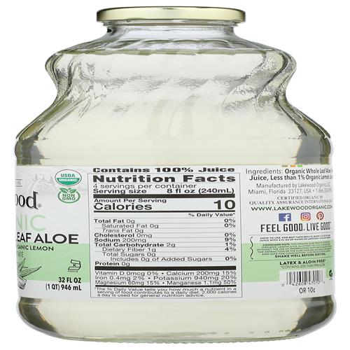Lakewood, Organic Aloe Vera Leaf Juice, 32 Fl Oz (Pack Of 1)