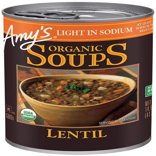 Amy’S Soup, Vegan Lentil Soup, Light In Sodium, Gluten Free, Made With Organic Green Lentils And Vegetables, Canned Soup, 14.5 Oz