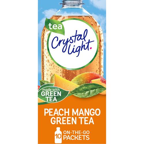 Crystal Light Peach Mango Green Tea Naturally Flavored Powdered Drink Mix, 10 Ct On-The-Go-Packets