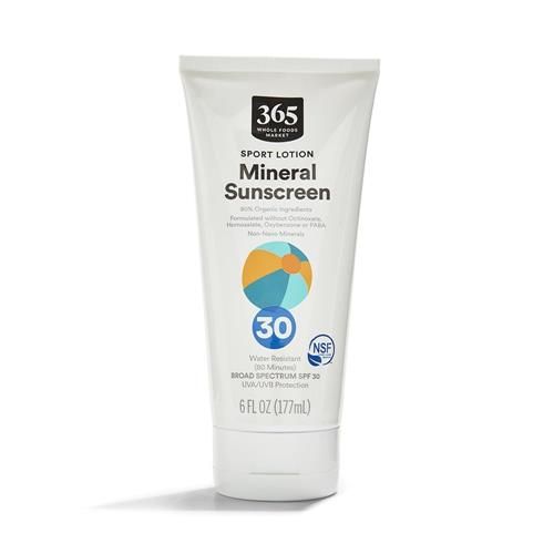 Whole Foods Market, Sport Lotion Mineral Sunscreen, Spf 30, Water Resistant (80 Minutes), 6 Fl Oz