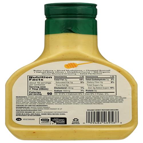 Whole Foods Market, Organic Honey Mustard Dressing, 16 Fl Oz