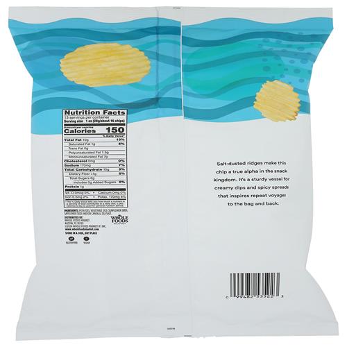 Whole Foods Market Potato Chips Rippled Sea Salt - Party Size, 13 Ounce