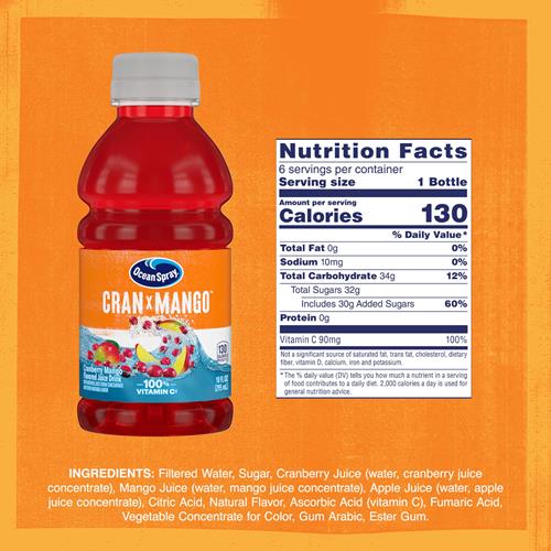 Ocean Spray Juice Drink, Cranberry Mango, 10 Fl Oz Bottles, 6 Pack