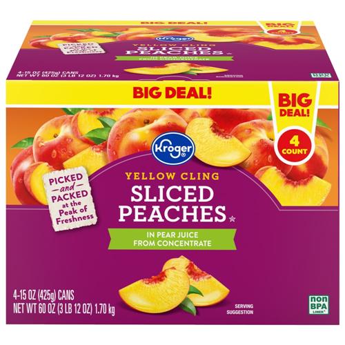 Kroger Canned Yellow Cling Sliced Peaches 4 ct / 15 oz