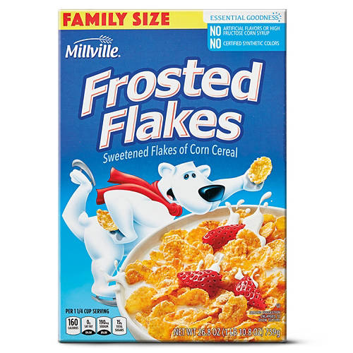 Millville Family Size Frosted Flakes, 26.8 oz