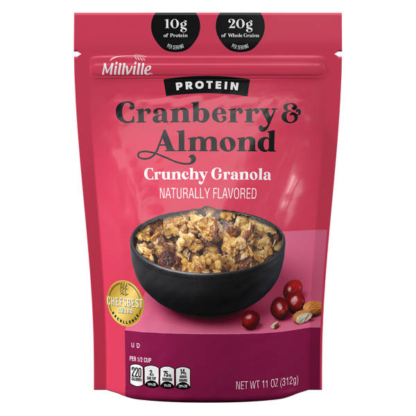 Millville Cranberries and Almonds Protein Crunchy Granola, 11 oz