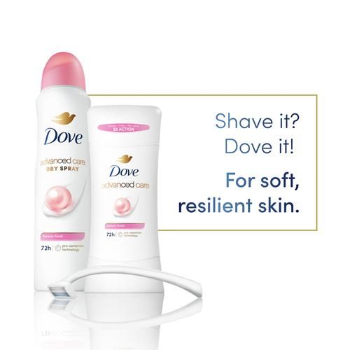 Dove Advanced Care Antiperspirant Deodorant Stick Beauty Finish For Helping Repair Skin Barrier After Shaving, With 72-Hour Sweat & Odor Protection, 2.6 Oz