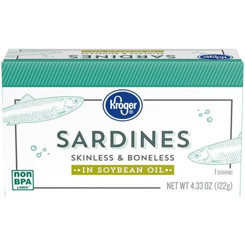 Kroger Skinless & Boneless Sardines in Soybean Oil 4.38 oz