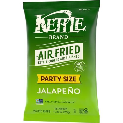 Kettle Brand Potato Chips, Air Fried Jalapeno Kettle Chips, 11.25 Ounce Party Size Bag