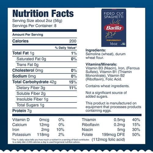 Barilla Fideo Cut Spaghetti Pasta, 16 Oz. Box - Non-Gmo Pasta Made With Durum Wheat Semolina - Kosher Certified Pasta