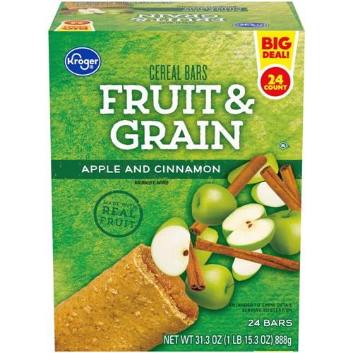 Kroger Fruit & Grain Apple & Cinnamon Breakfast Bars 24 ct
