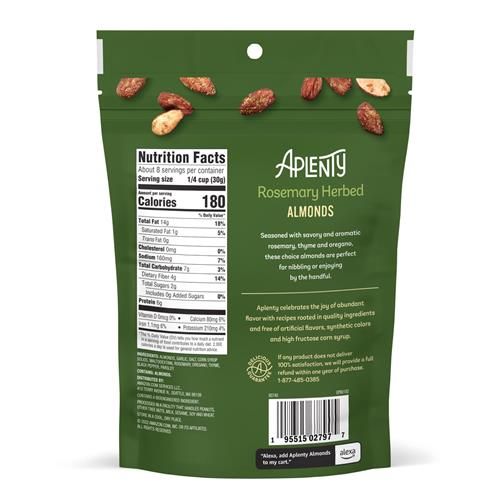 Aplenty Rosemary Herbed Almonds, 8 Oz