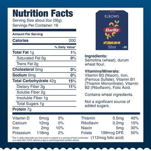 Barilla Elbows Pasta, 32 Oz. Box - Non-Gmo Pasta Made With Durum Wheat Semolina - Kosher Certified Pasta