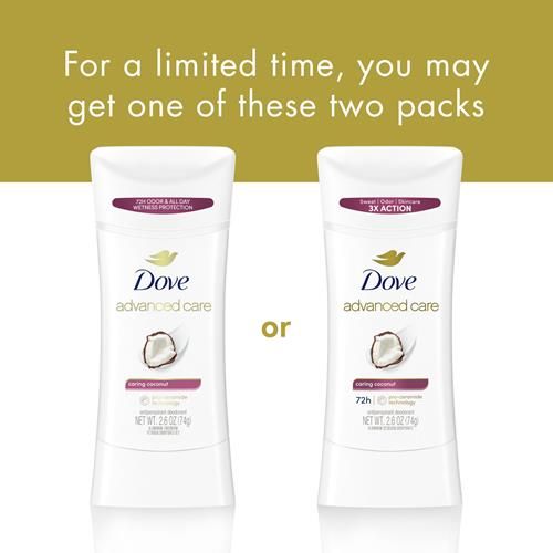 Dove Advanced Care Antiperspirant Deodorant Stick Caring Coconut For Helping Repair Skin Barrier After Shaving, With 72-Hour Sweat & Odor Protection, 2.6 Oz
