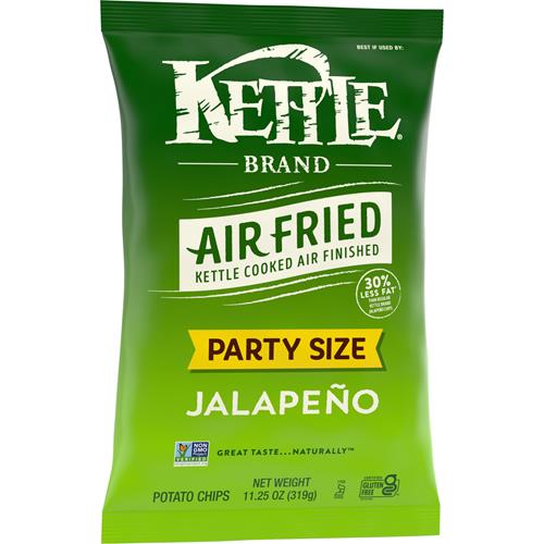 Kettle Brand Potato Chips, Air Fried Jalapeno Kettle Chips, 11.25 Ounce Party Size Bag