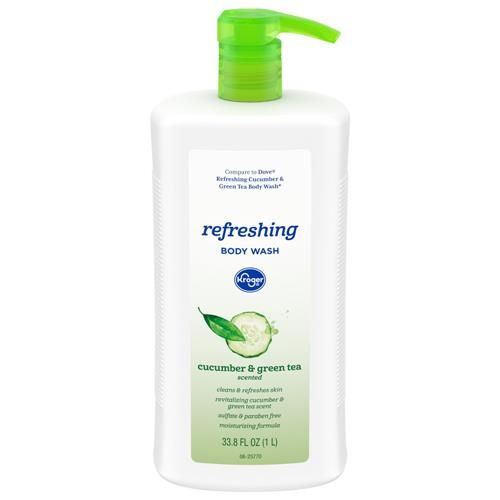 Kroger Refreshing Body Wash Cucumber & Green Tea Scent with Moisturizing Formula 33.8 fl oz