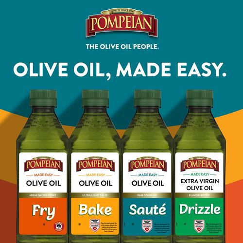Pompeian Made Easy Bake Olive Oil, Ultra Light Taste, Perfect For Baking Foods Such As Brownies And Cakes, American Heart Association Certified, Non-Allergenic, Non-Gmo, 16 Fl Oz (Pack Of 1) - Pa