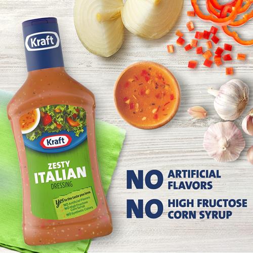 Kraft Zesty Italian Salad Dressing, 16 Fl Oz Bottle